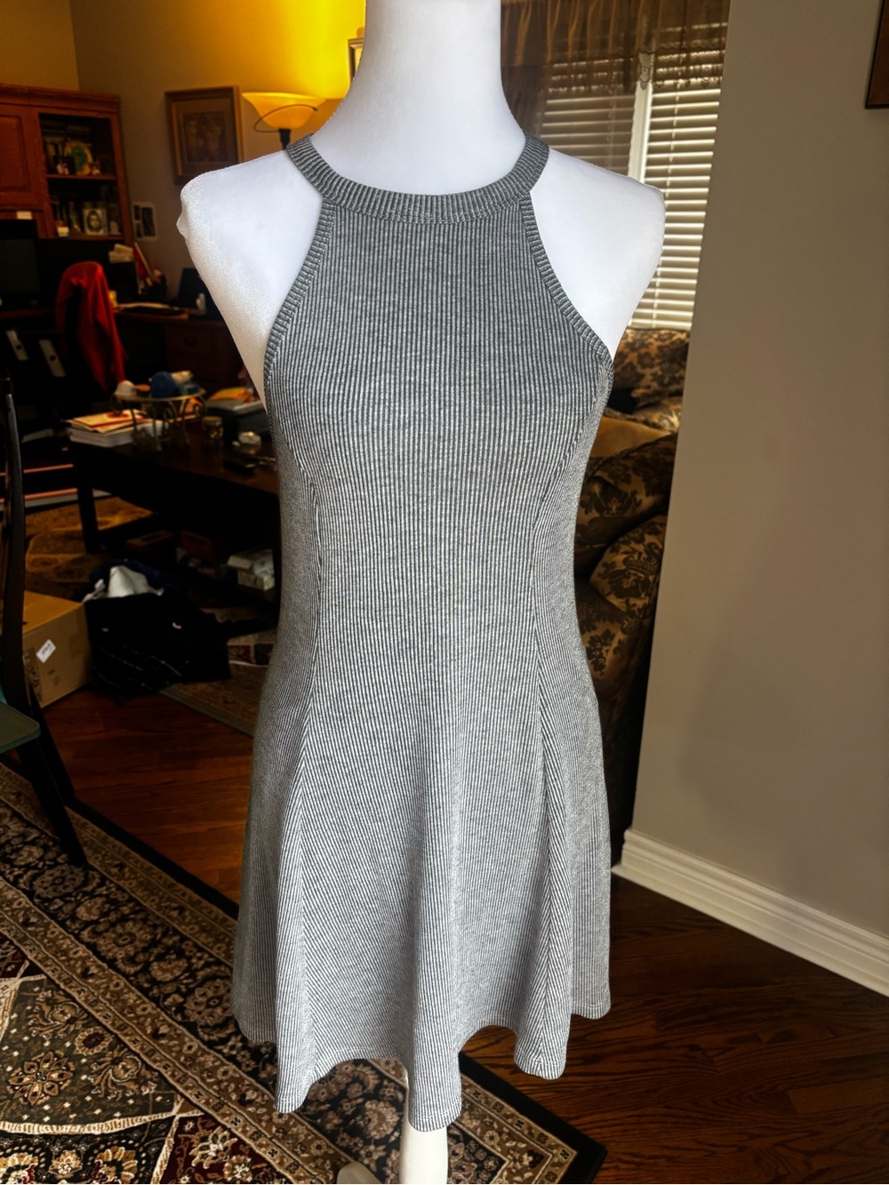 Hollister Heather Gray Ribbed Halter Mini Dress